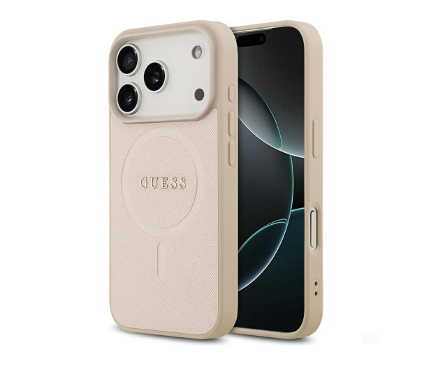 Guess Saffiano Classic Logo MagSafe do iPhone 17 Pro różowy - 1365579 - zdjęcie